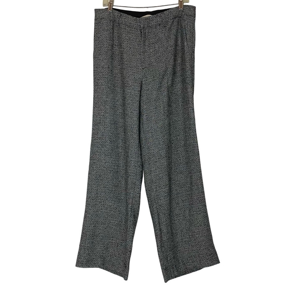 Soft Surroundings Wide Leg Dress Pants Womens Size 12 Tweed Black Speckle